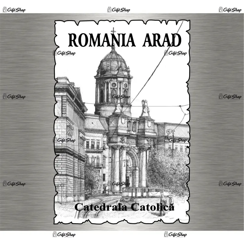 Arad, romania, catedrala catolica, magnet frigider mgs010